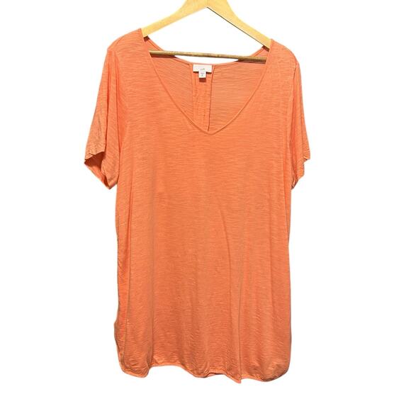 J Jill Women Tunic‎ Top XL Orange Slub Knit Tee Minimal Resort Coastal Beachy - Picture 1 of 8